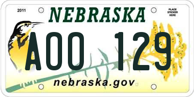 NE license plate AOO129