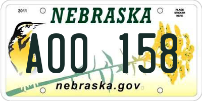 NE license plate AOO158