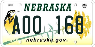 NE license plate AOO168