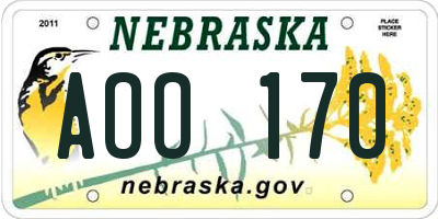 NE license plate AOO170