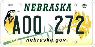NE license plate AOO272