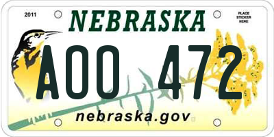 NE license plate AOO472