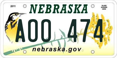 NE license plate AOO474