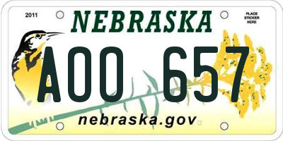 NE license plate AOO657