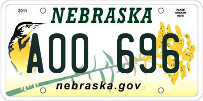 NE license plate AOO696