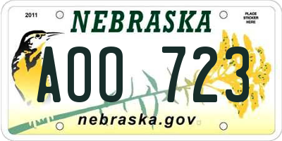 NE license plate AOO723