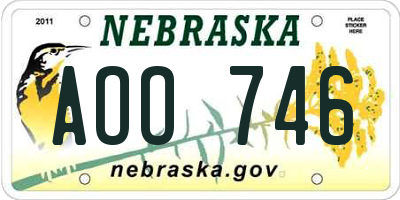 NE license plate AOO746