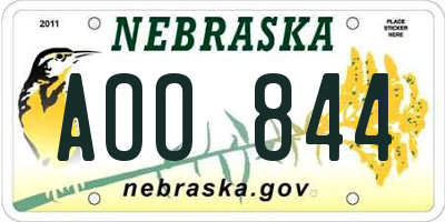 NE license plate AOO844