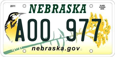 NE license plate AOO977