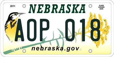 NE license plate AOP018