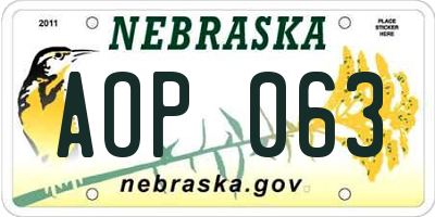 NE license plate AOP063