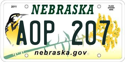 NE license plate AOP207