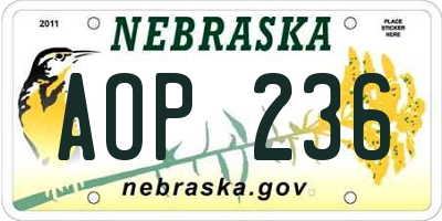 NE license plate AOP236