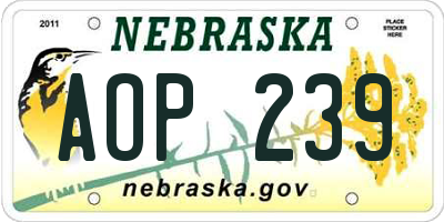 NE license plate AOP239