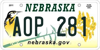 NE license plate AOP281