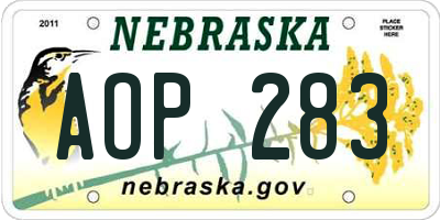 NE license plate AOP283
