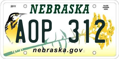 NE license plate AOP312