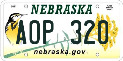 NE license plate AOP320