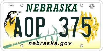 NE license plate AOP375