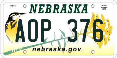 NE license plate AOP376