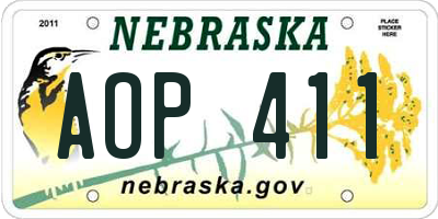 NE license plate AOP411