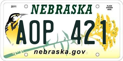 NE license plate AOP421