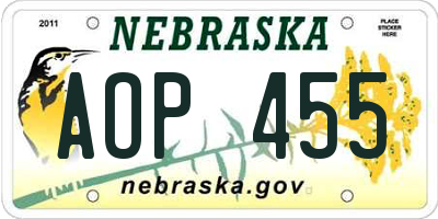 NE license plate AOP455