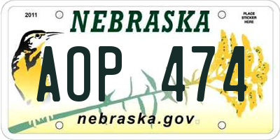 NE license plate AOP474