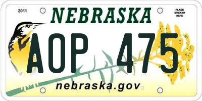 NE license plate AOP475