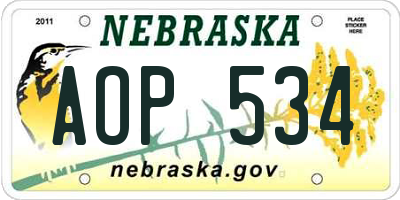 NE license plate AOP534