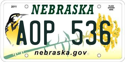 NE license plate AOP536