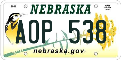 NE license plate AOP538