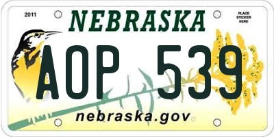 NE license plate AOP539