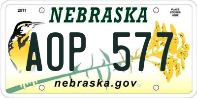 NE license plate AOP577