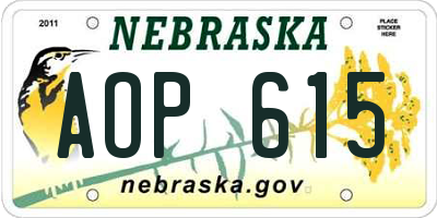 NE license plate AOP615