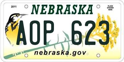 NE license plate AOP623