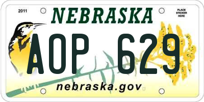 NE license plate AOP629