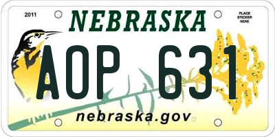 NE license plate AOP631