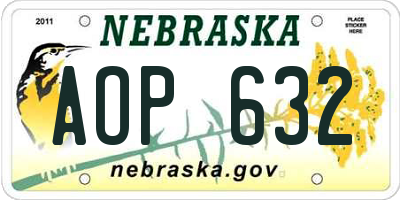 NE license plate AOP632
