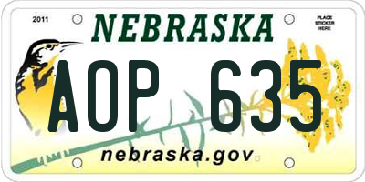 NE license plate AOP635