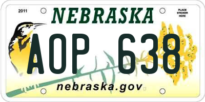 NE license plate AOP638