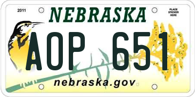NE license plate AOP651
