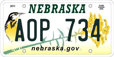NE license plate AOP734