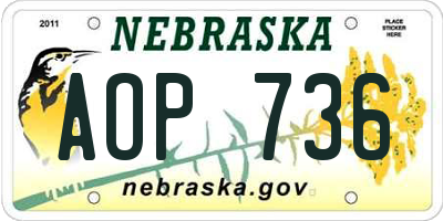 NE license plate AOP736