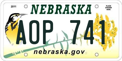 NE license plate AOP741