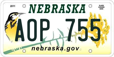 NE license plate AOP755
