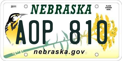 NE license plate AOP810