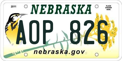 NE license plate AOP826