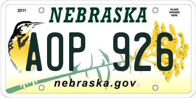 NE license plate AOP926