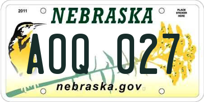 NE license plate AOQ027